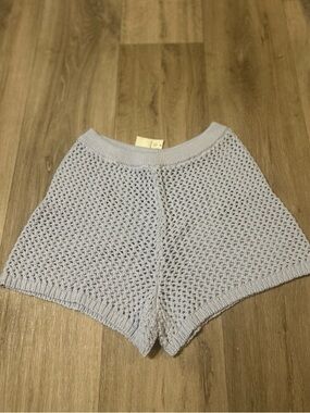 Aerie Offline Ice Blue Open Knit Shorts